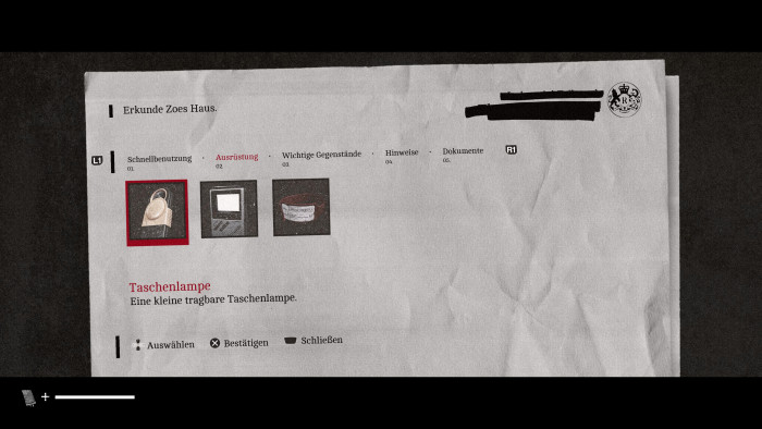 Das Inventar des recht Adventure-lastigen Spiels. (Bild: Konami / Screenshot: Golem)
